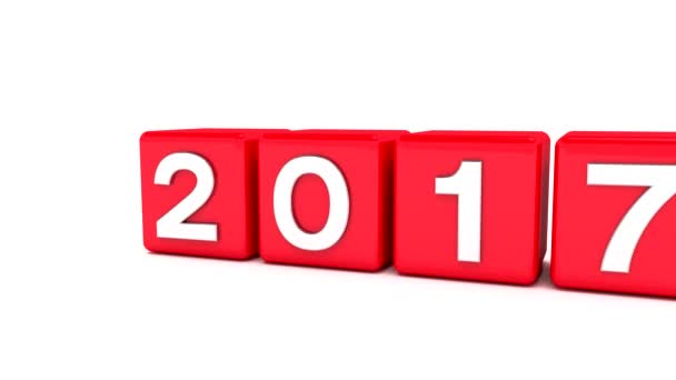 Animation 3D de cubes rouges avec 2017 - 2018 - représente la nouvelle année 2018
. - Séquence, vidéo