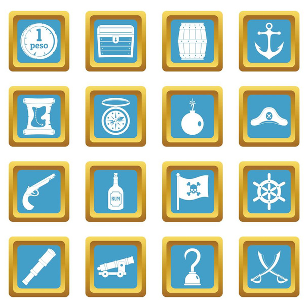 Pirate icons azure - Vektor, Bild
