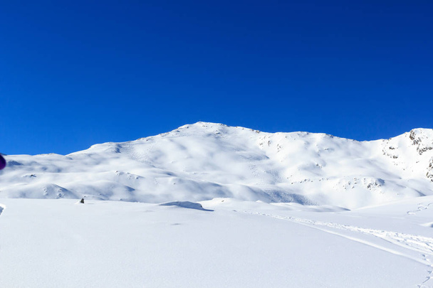 Stubai Alps, Avusturya için kışın kar ve kayak dağ panorama izler - Fotoğraf, Görsel