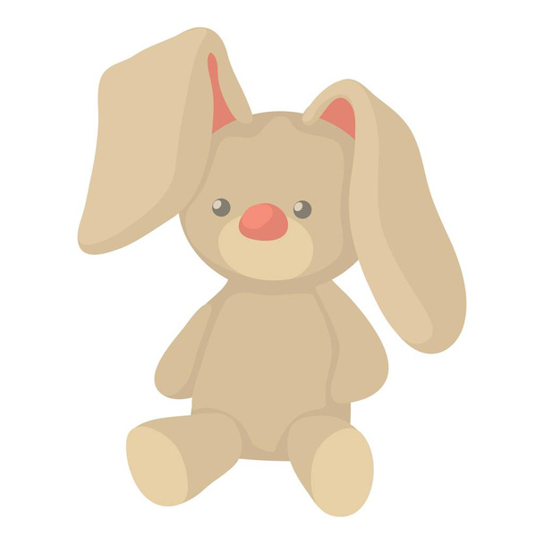 Plush toy bunny icon, cartoon style - Διάνυσμα, εικόνα