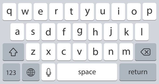 Modern smartphone keyboard of alphabet buttons. Mobile keyboard. - Vettoriali, immagini