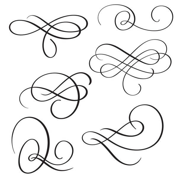 conjunto de florecimiento vintage arte decorativo caligrafía verticilos para el diseño. Ilustración vectorial EPS10
 - Vector, Imagen