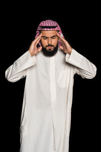 Islamitische man met hoofdpijn - Foto, afbeelding