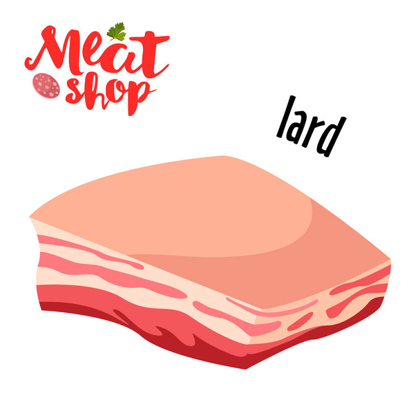 Meat vector - lard. Fresh meat icon. - Vector, Image