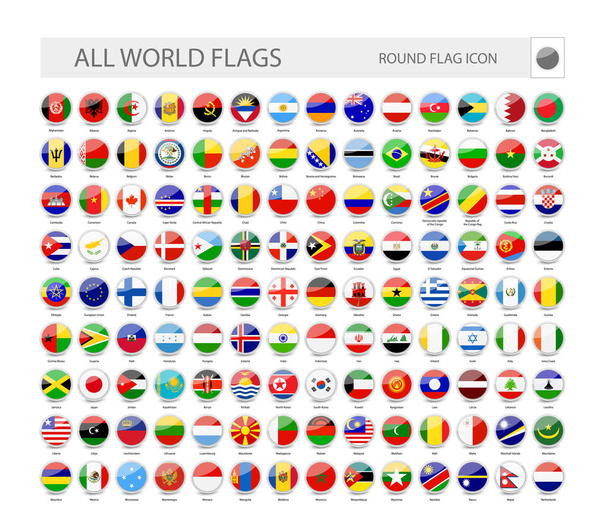 Yuvarlak dünya bayrakları vektör toplama - Vektör, Görsel