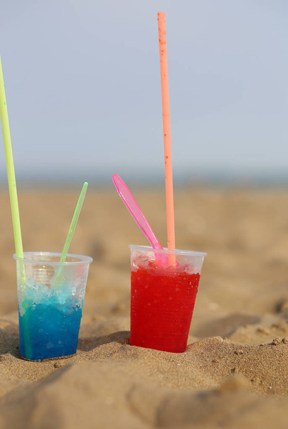Grenadines with colorful syrup and refreshing ice - Zdjęcie, obraz