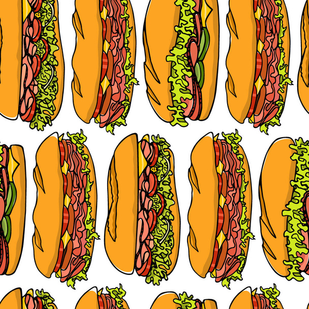 Sandwiches seamless pattern - Vettoriali, immagini