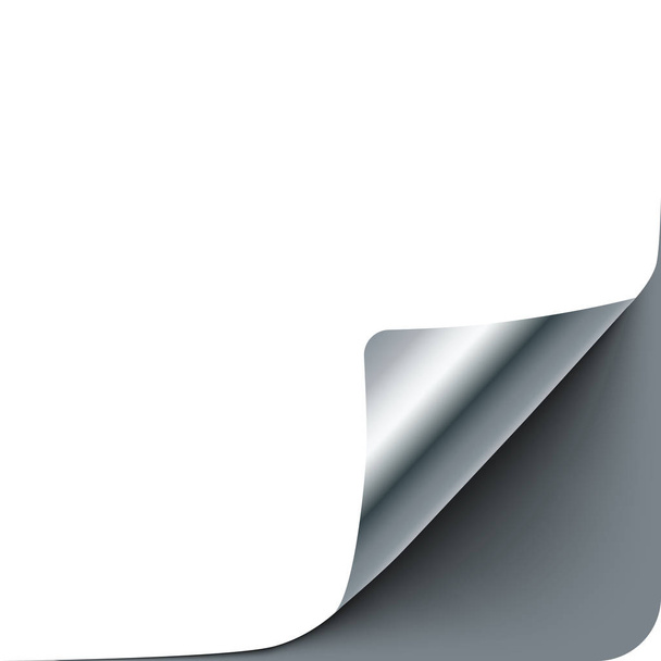 シルバー グレー カール コーナーと空の紙シート - ベクター画像