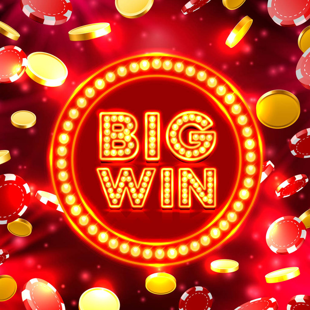 Big win casino signboard, game banner design. - Vector, Image