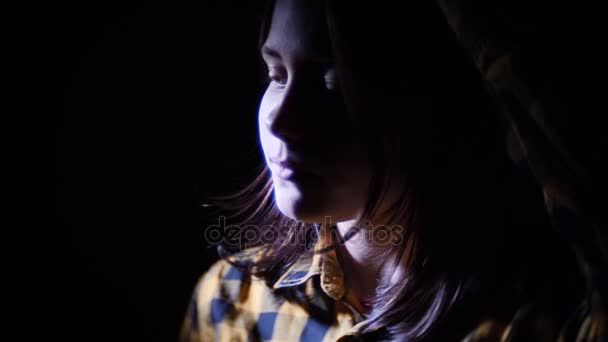 Unhappy sad teen girl. Domestic violence and abuse concept. 60 to 24fps UHD - Filmmaterial, Video