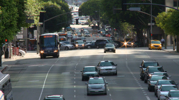 Busy City Street in Downtown Los Angeles. Daytime - Footage, Video