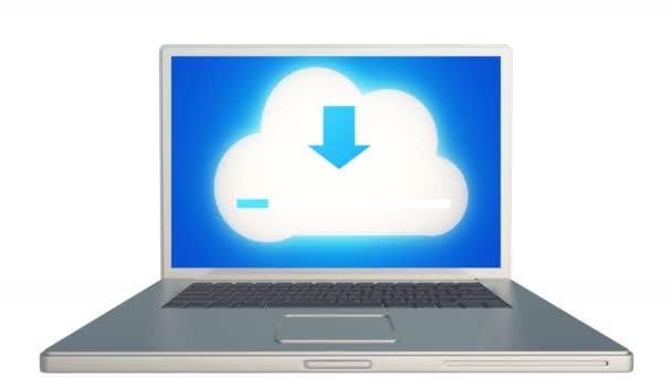 4k Letöltés meg a laptop képernyőjén, betöltése progress informatív felhő. - Felvétel, videó
