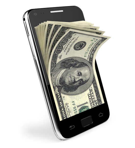 Смартфон з грошовою концепцією. доларів
. - Фото, зображення