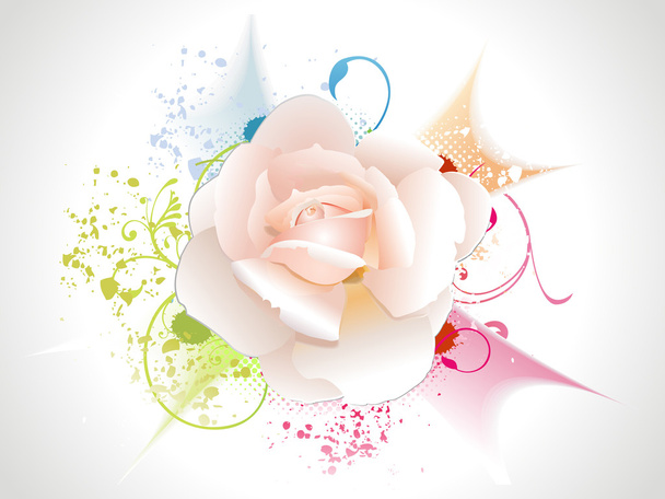 abstract roze roos met bloemen en grunge - Vector, afbeelding