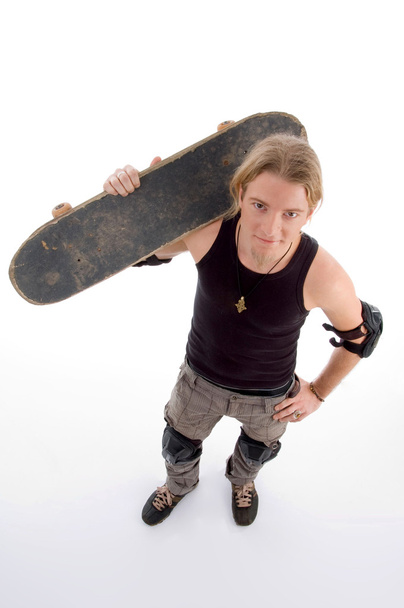 Aerial view of man with skateboard - Zdjęcie, obraz