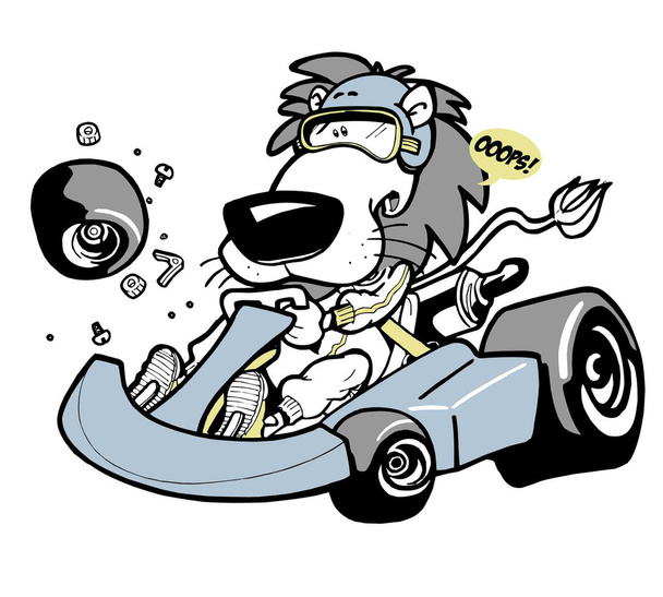 Motorista de Leão dos desenhos animados
 - Vetor, Imagem