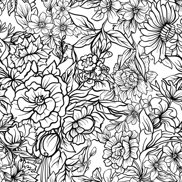 Vintage flowers seamless pattern. Stock vector illustration. Out - Вектор,изображение