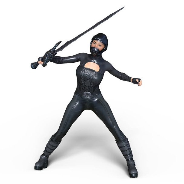 3D CG rendering of a super woman fencer - Zdjęcie, obraz