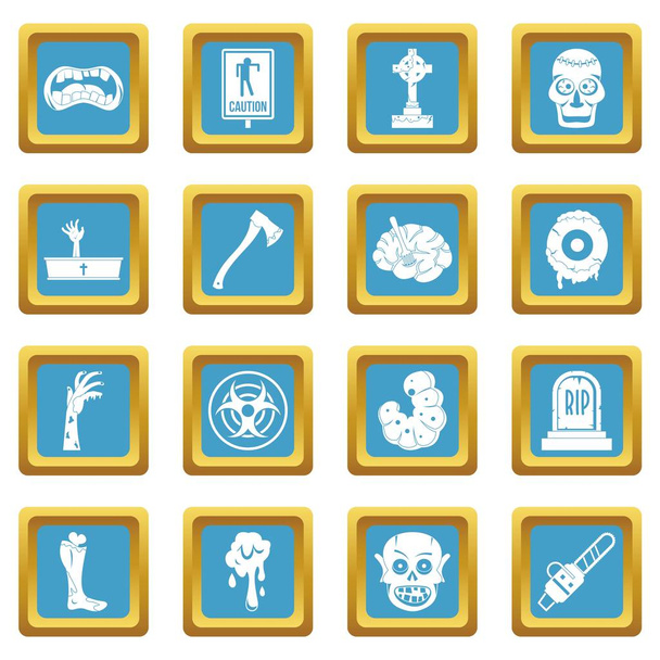 Zombie icons azure - Вектор,изображение