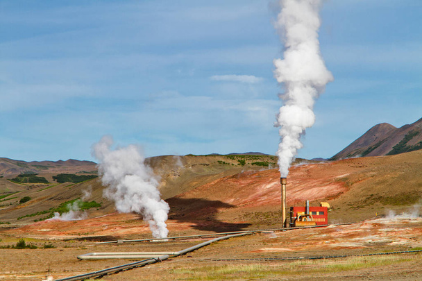 Geotermální elektrárna. Myvatn geotermální oblast, Severní Island - Fotografie, Obrázek