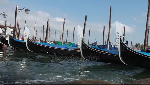 Βενετία, Ιταλία. γόνδολες αγκυροβόλησε στο san marco τετραγωνικό e - Πλάνα, βίντεο