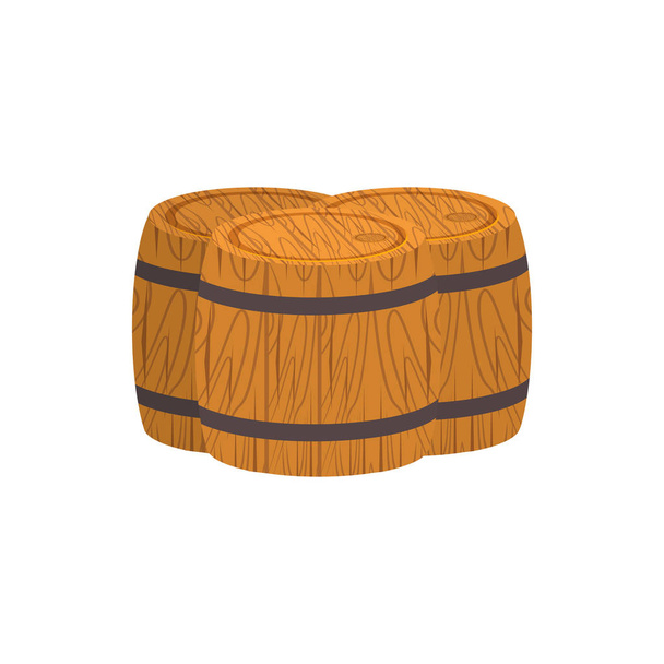 Cartoon wooden barrel in flat style. - Vector, Image
