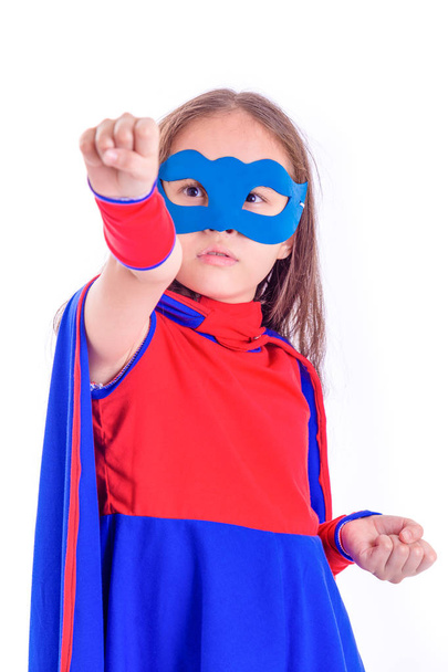 Jeune fille en costume de super héros
 - Photo, image