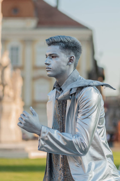 Man in silver costume - Photo, Image