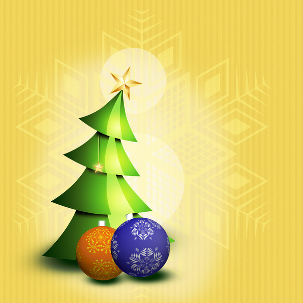 Рождественская елка с шариками
 - Вектор,изображение