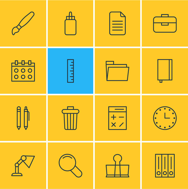 Vector Illustration Of 16 Tools Icons. Editable Pack Of Adhesive, Calculate, Watch And Other Elements. - Wektor, obraz