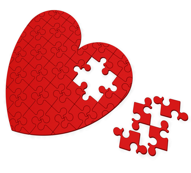 Unfinished Heart Puzzle Shows Valentine's Day - Φωτογραφία, εικόνα
