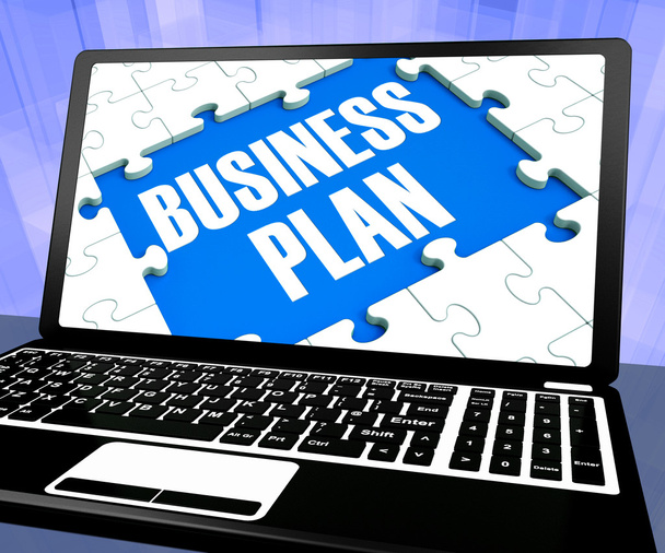 Üzleti terv laptop mutatja kezelési stratégiák - Fotó, kép