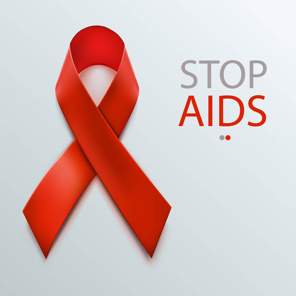 Hiv Awareness Red Ribbon. World Aids Day concept. - Wektor, obraz