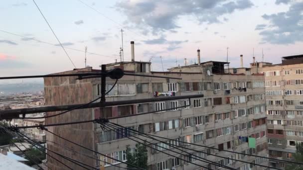 Old high-rise buildings in Yerevan, Armenia - Materiał filmowy, wideo