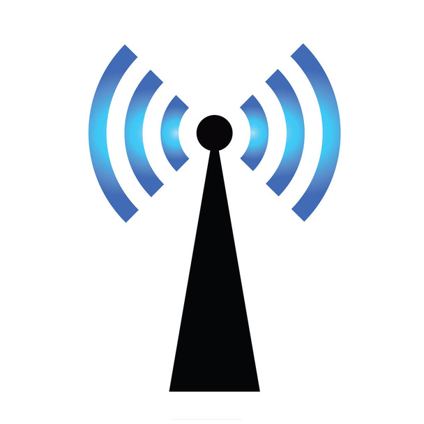 Vetor de ícone Wifi com antena, sinal de internet sem fio isolado em fundo branco, estilo plano para design gráfico e web ou modelo ou padrão
. - Vetor, Imagem