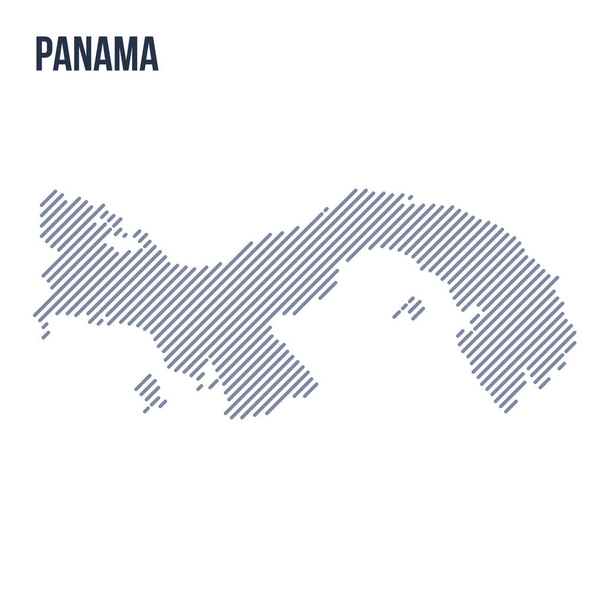 Vector abstract hatched map of Panama with oblique lines isolated on a white background. Travel vector illustration. - Vector, Image