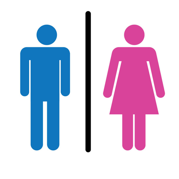 Toiletten vector pictogram. Stijl is plat afgeronde wc symbool, blauw en roze kleur, afgeronde hoeken, witte achtergrond. Toilet illustratie bevat lady en gentleman cijfers - Vector, afbeelding