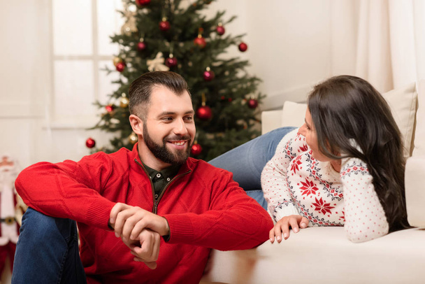 happy couple at christmastime - 写真・画像