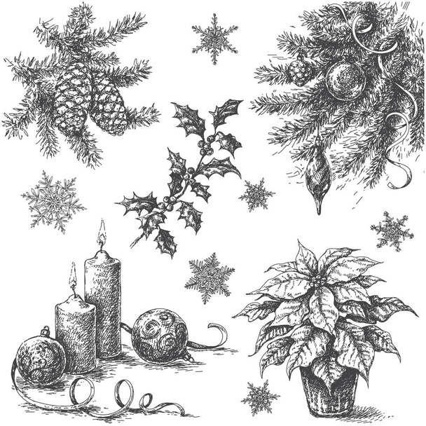 Sketch  of  Christmas Decorations - Vector, afbeelding