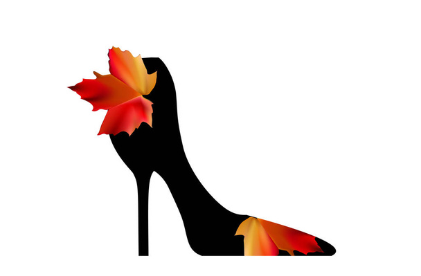 Black elegant high-heeled shoes. Fantasy of high fashion. - Vector, Image