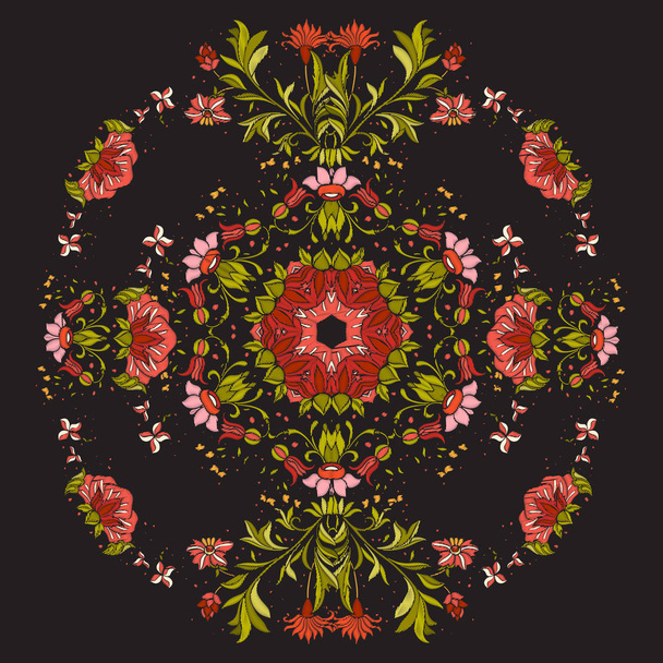 Floral decorative pattern for embroidery. Royal ornament in vint - Διάνυσμα, εικόνα