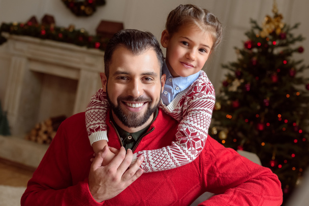 happy father and daughter at christmas - Valokuva, kuva