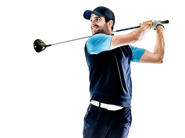 man golfer golfing isolated withe background - Zdjęcie, obraz