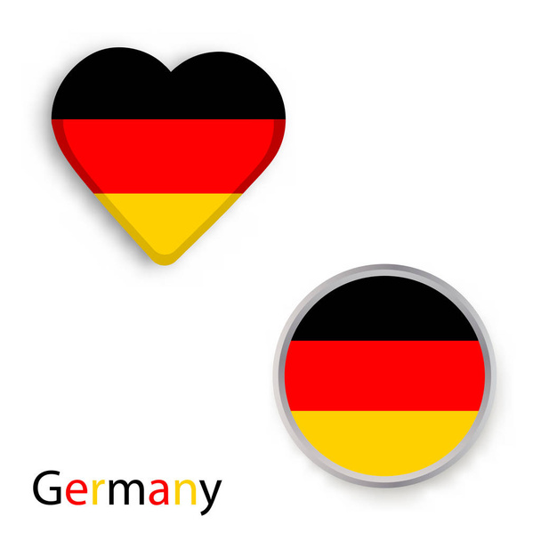 Серце і коло символи з прапором Німеччини - Вектор, зображення