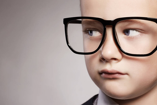 child's face.little boy in glasses - Photo, Image