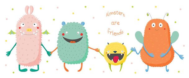 Monstros coloridos engraçados
 - Vetor, Imagem