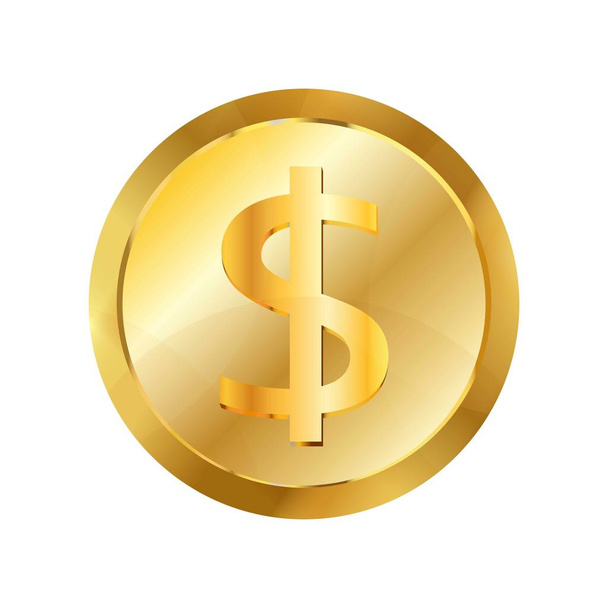 Dollar gold coin icon, realistic style - Vector, Image