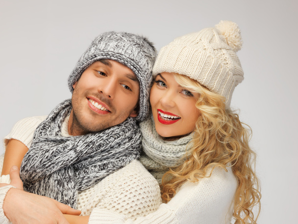Family couple in a winter clothes - Fotoğraf, Görsel