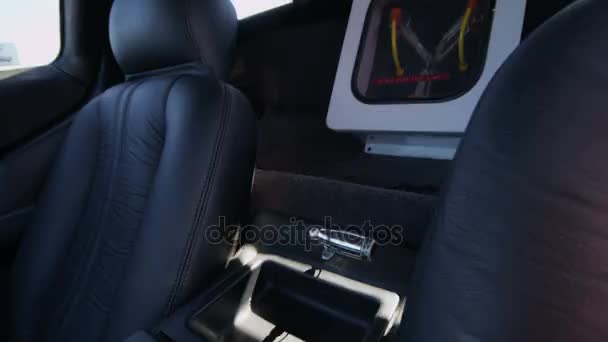 tilt up to flux capacitor on interior of delorean - Footage, Video