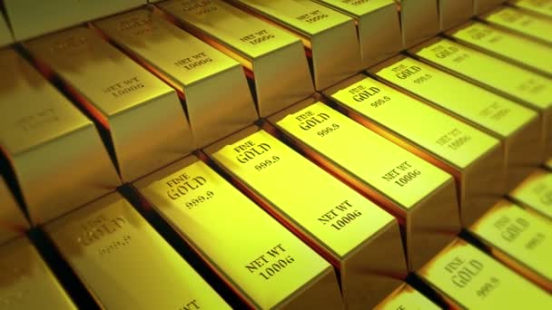 4k Altın külçe altın barlar hazine servet Ingot lüks Finans ürünler ticareti. - Video, Çekim